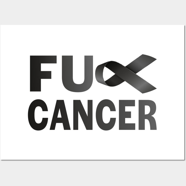 Fuck Cancer (Black Ribbon) Wall Art by treszure_chest